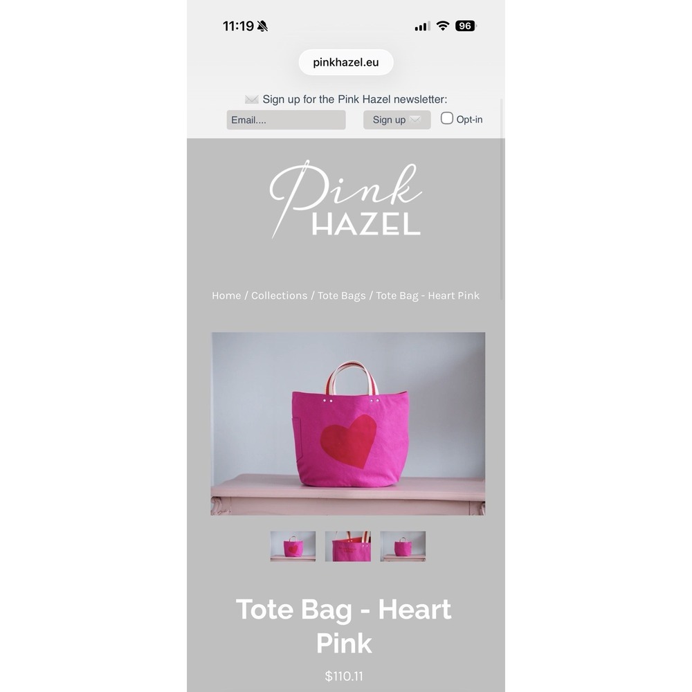 Pink Hazel Heart Pink Tote Bag Hot Pink Red All You Knit Is Love Canvas Cotton - Picture 14 of 15